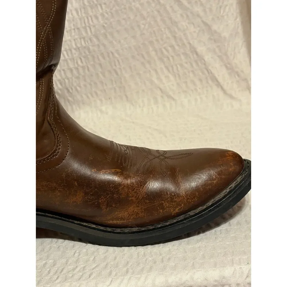 Justin Ranch and Road Roper Brown Leather Cowboy Western Boots Men’s 10.5D